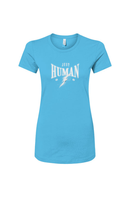 Women's Slim Fit Tee - Just Human with Lightening - Womens